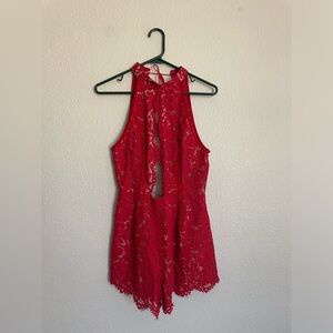 Red Lace Romper